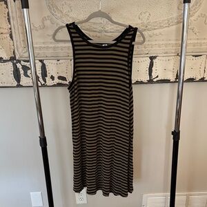 Old Navy Black and Brown Striped Midi Dress